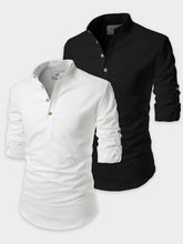 Mens Casual Slim Fit Full Sleeve Cotton Kurta (Pack 2)